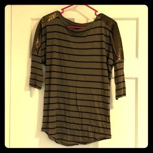 Ann Taylor Sequin Sleeve Shirt